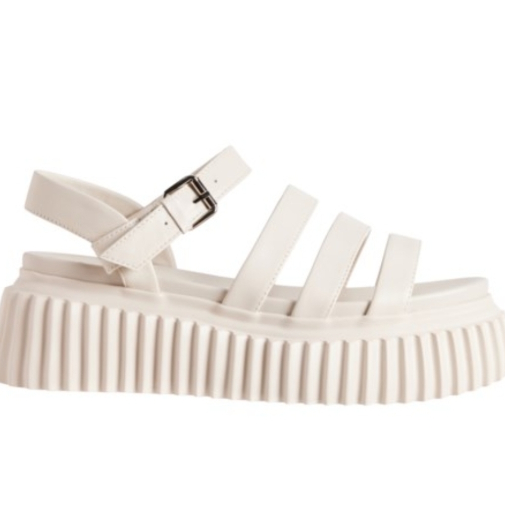 Vintage Havana Kamila Strap Wedge Platform Leather White Sandals Size 9